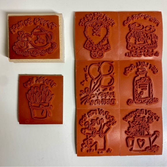 🌷Stampin Up NICE & EASY NOTES Wood Mounted Stamp Set Thank You Get‎ Well Heart - Picture 4 of 7